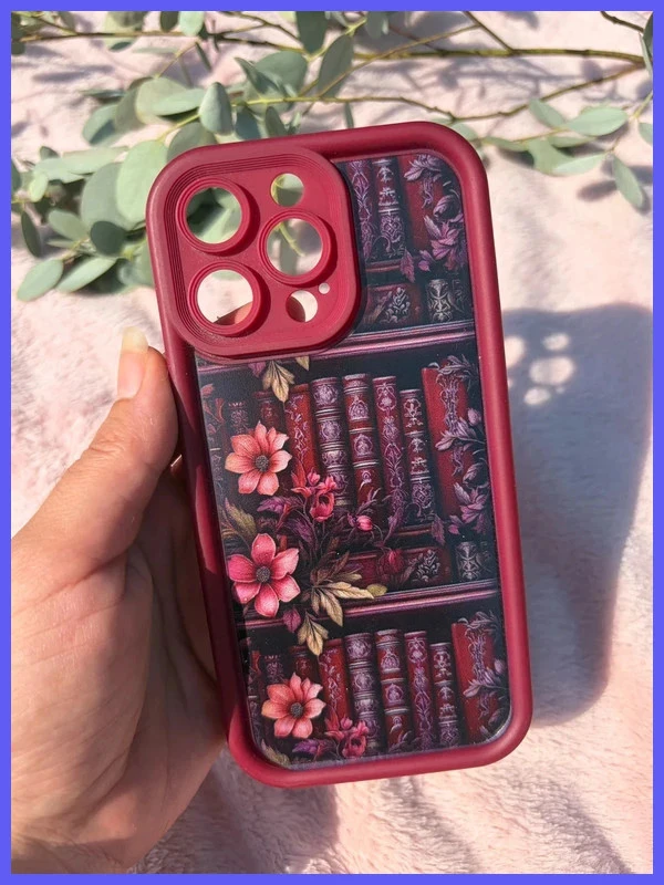iPhone 14 Pro Max hoesje - Bibliotheek en bloemen motief – photo 2